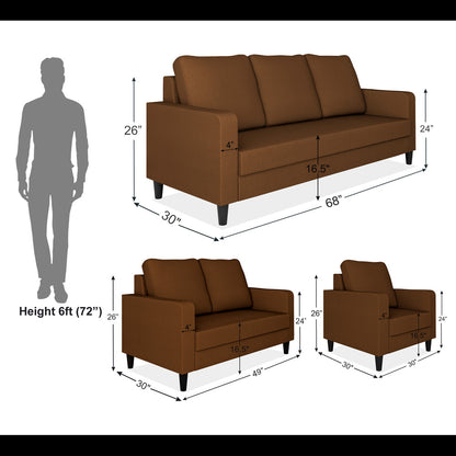 Adorn India Chandler Decent 3+2+1 6 Seater Sofa Set (Brown) (3 Year Warranty)