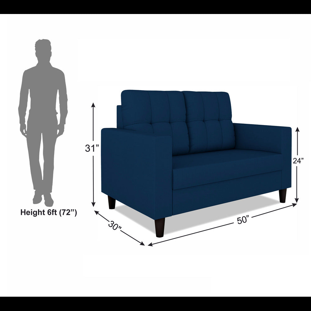 Adorn India Darcy 2 Seater Sofa (Blue) (3 Year Warranty)