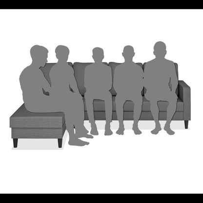 Adorn India Chandler Plain L Shape 6 Seater Sofa Set Lhs (Grey) (3 Year Warranty)