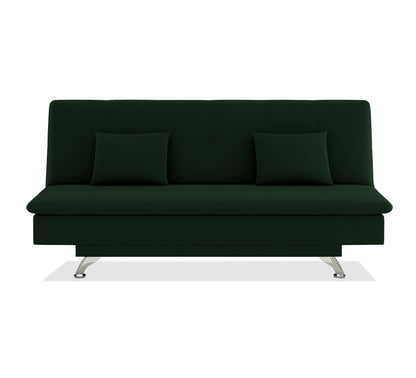 Adorn India Premium New Aspen 3 Seater Sofa Cum Bed 4X6 Velvet Suede with 2 Cushions (Color Green) and Suitable for All Indoor, with 3 Years Warranty