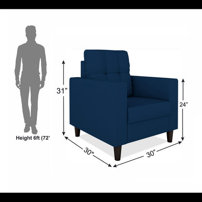 Adorn India Darcy 1 Seater Sofa (Blue) (3 Year Warranty)