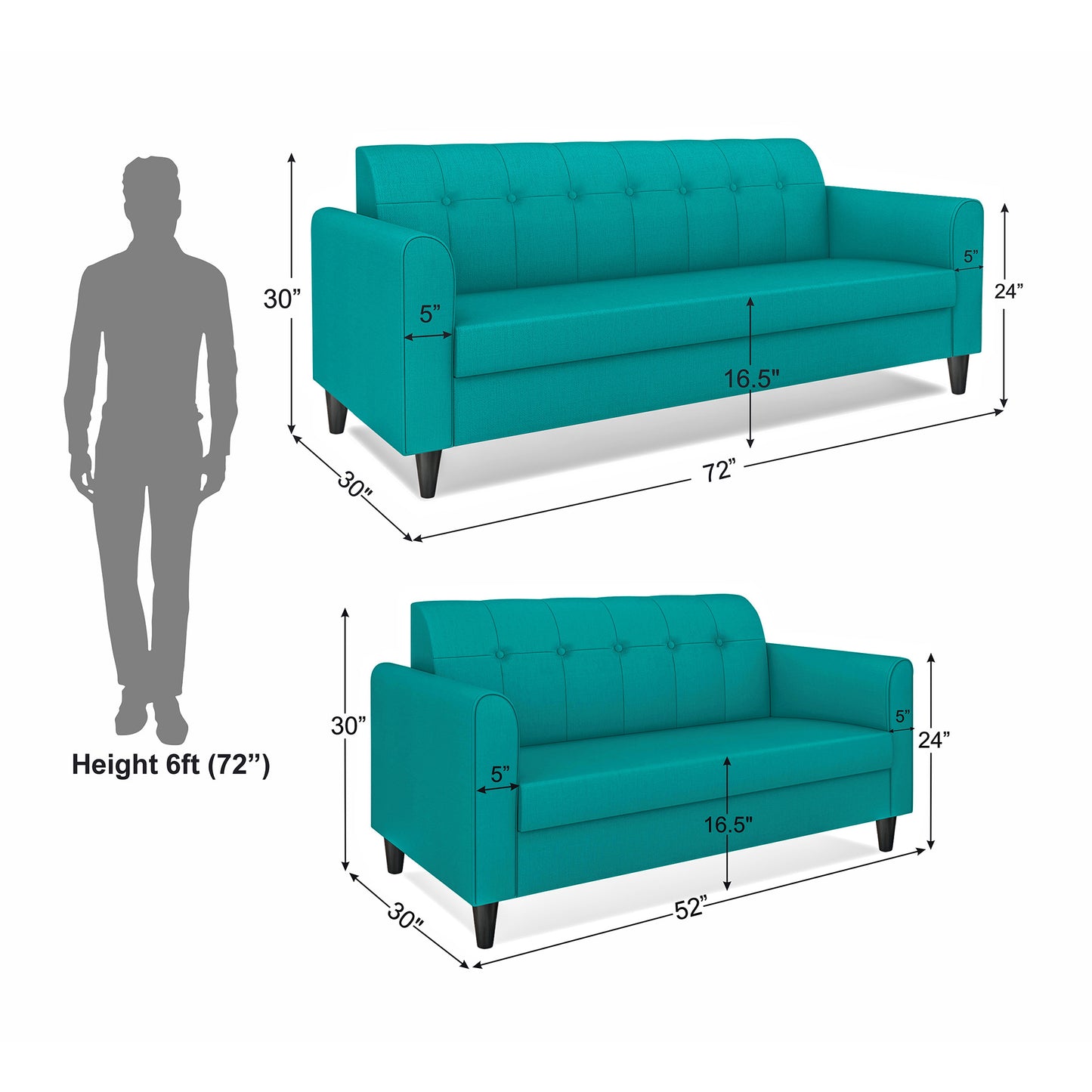 Adorn India Rio Elegant 3+2 5 Seater Sofa Set (3 Year Warranty)