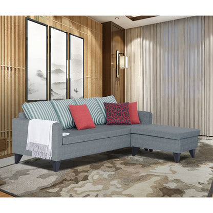 Adorn India Abington Stripes L Shape 5 Seater Sofa Set LHS (Beige) (3 Year Warranty)
