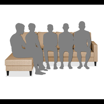 Adorn India Chandler Plain L Shape 6 Seater Sofa Set Lhs (Beige) (3 Year Warranty)
