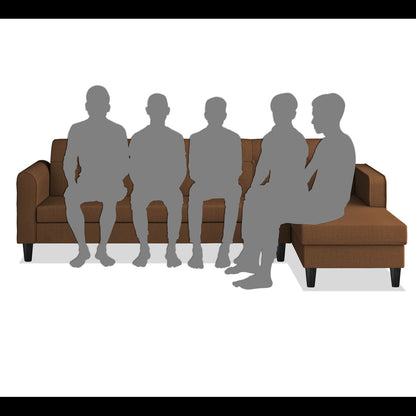 Adorn India Rio Elegant L Shape 6 Seater Sofa Set (RHS) (Brown) (3 Year Warranty)