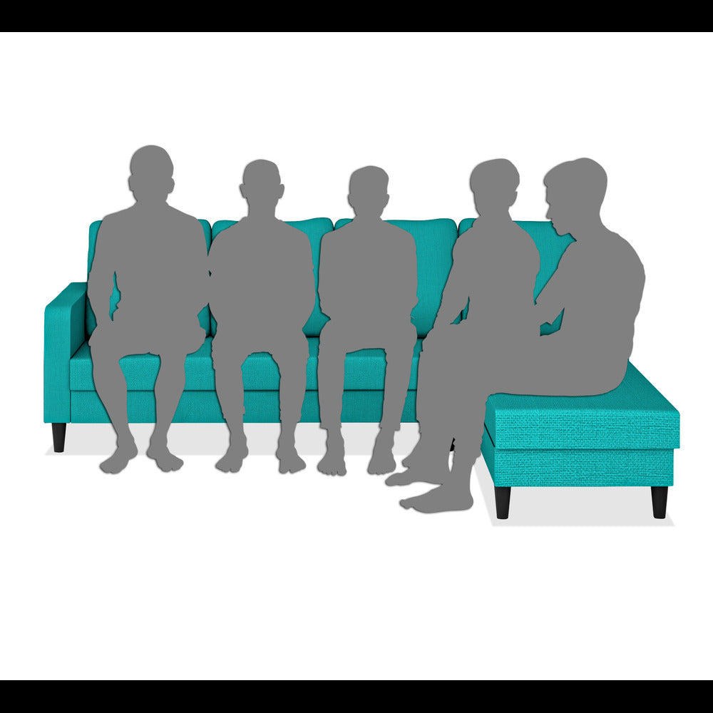 Adorn India Chandler Plain L Shape 6 Seater Sofa Set RHS (Aqua Blue) (3 Year Warranty)