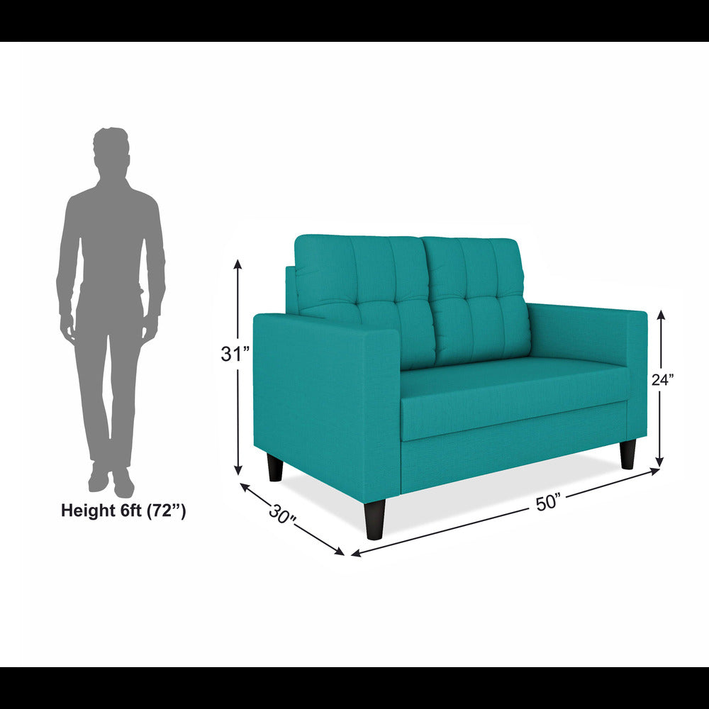 Adorn India Darcy 2 Seater Sofa (Aqua Blue) (3 Year Warranty)