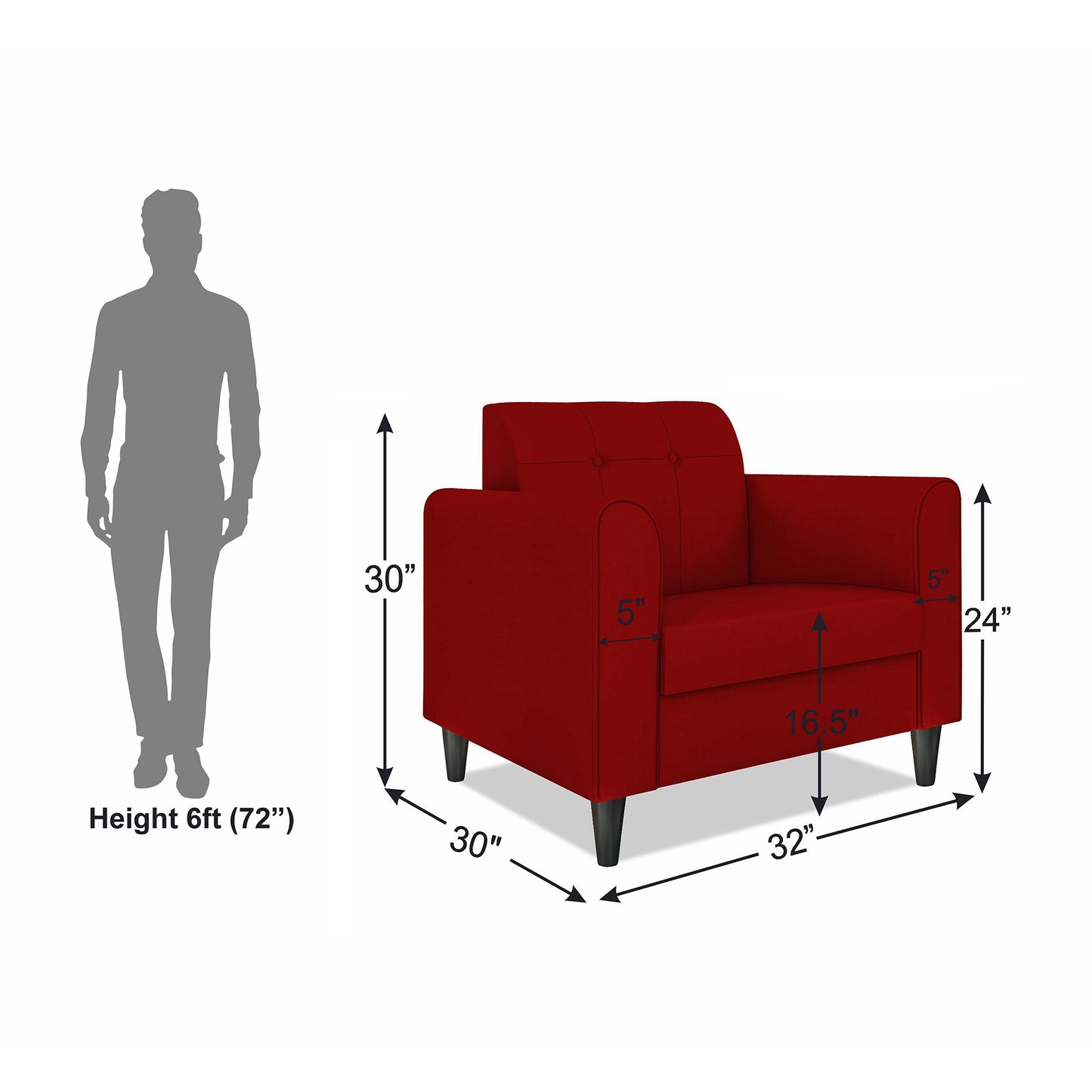 Adorn India Rio Elegant 1 Seater Sofa (3 Year Warranty)