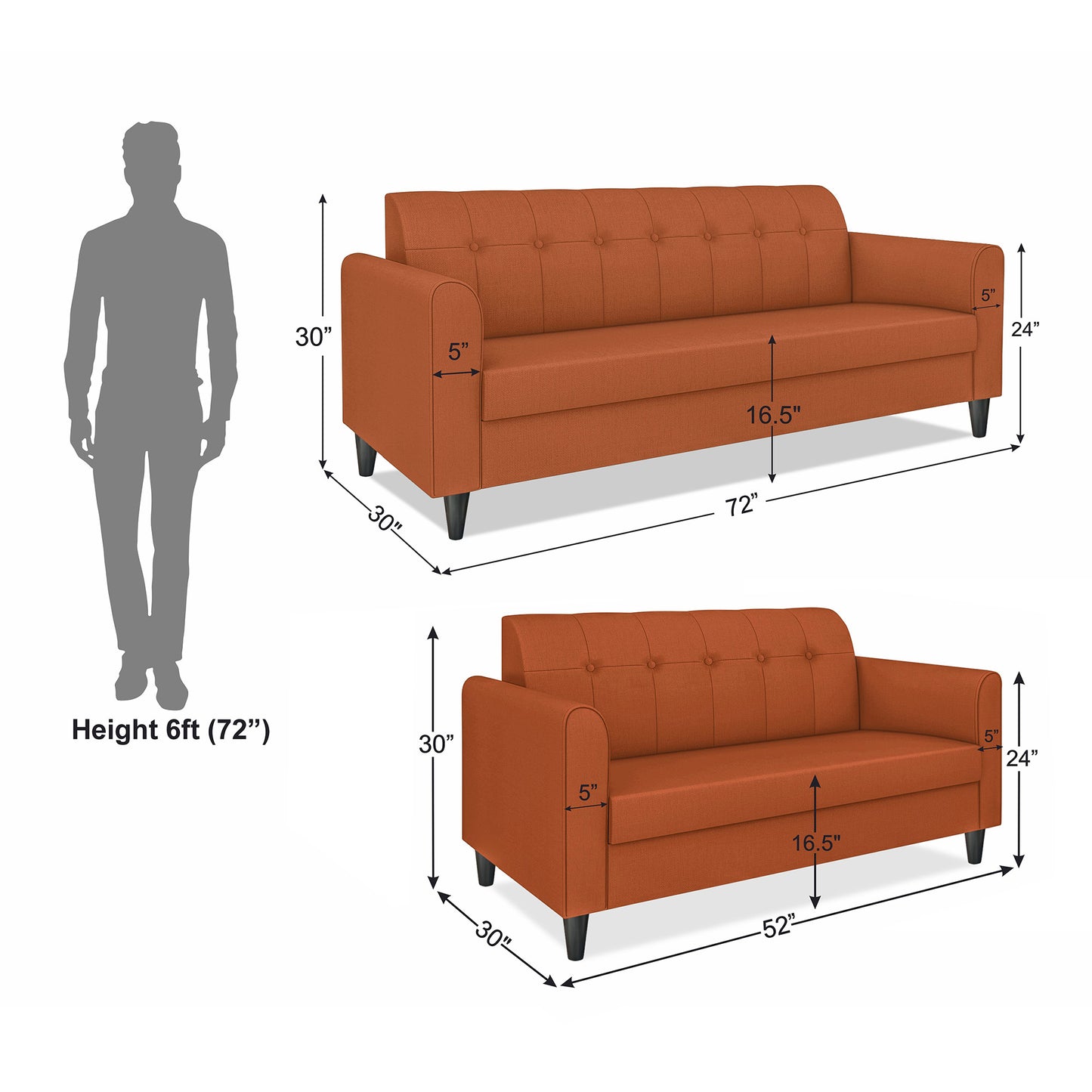 Adorn India Rio Elegant 3+2 5 Seater Sofa Set (3 Year Warranty)