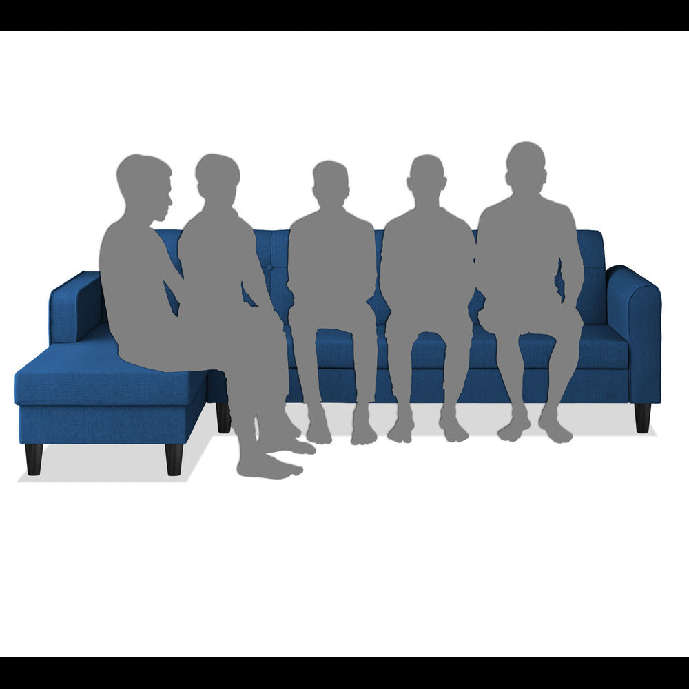 Adorn India Rio Elegant L Shape 6 Seater Sofa Set (LHS) (Blue) (3 Year Warranty)