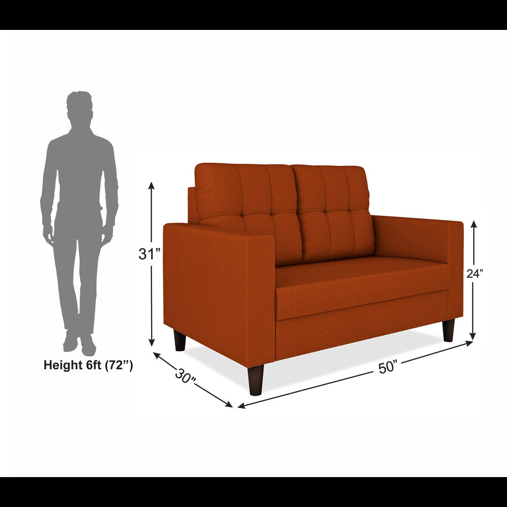 Adorn India Darcy 2 Seater Sofa (Rust) (3 Year Warranty)