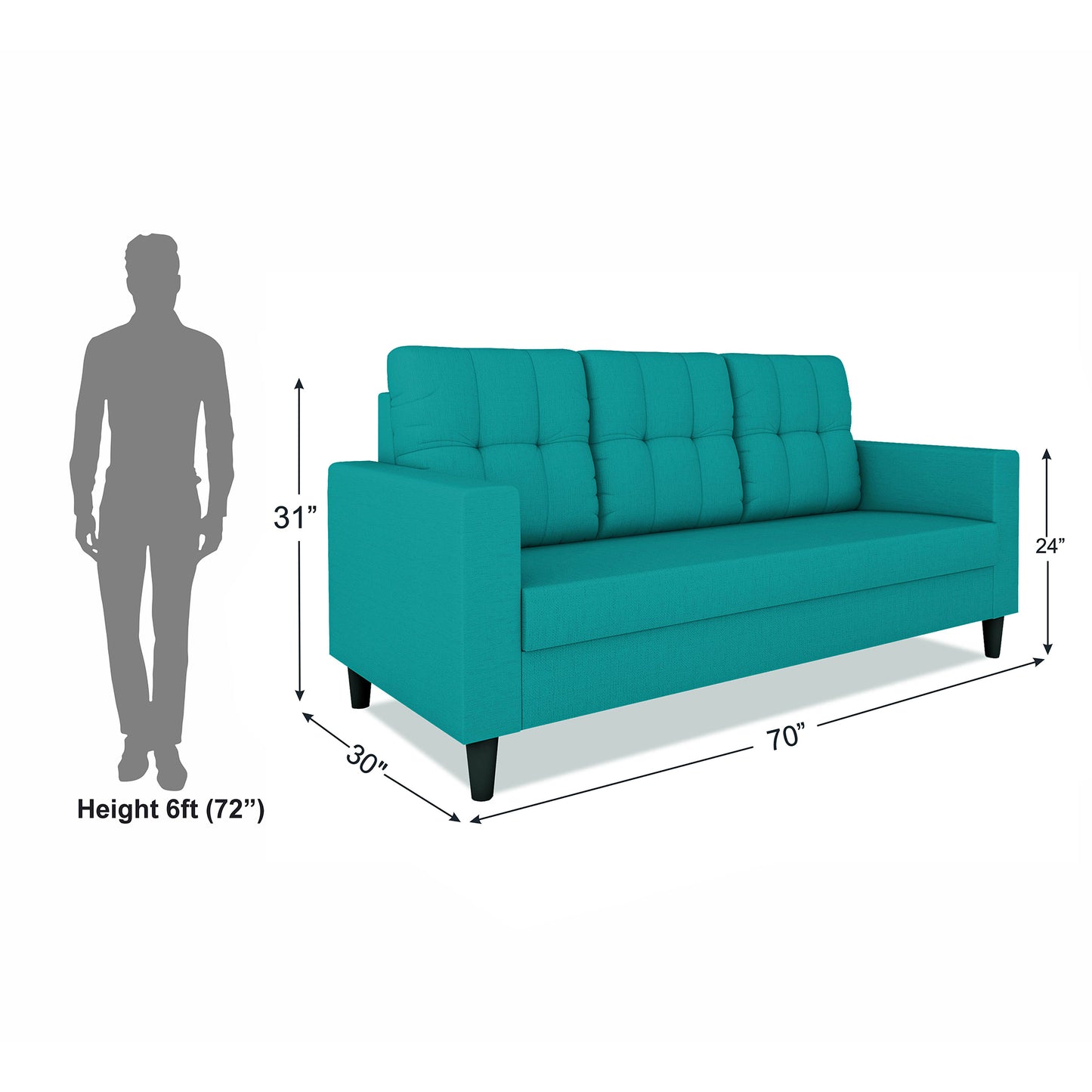 Adorn India Darcy 3 Seater Sofa (Beige) (3 Year Warranty)