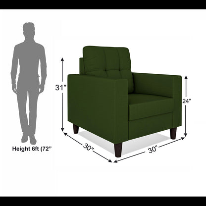 Adorn India Darcy 1 Seater Sofa (Green) (3 Year Warranty)