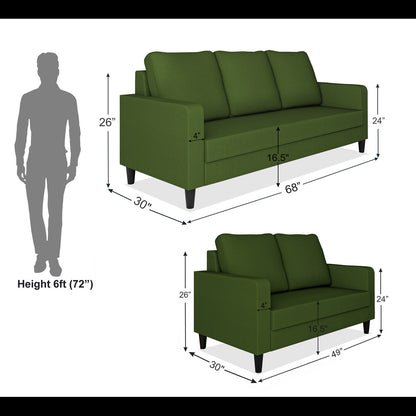 Adorn India Chandler Decent 3+2 5 Seater Sofa Set (Green) (3 Year Warranty)