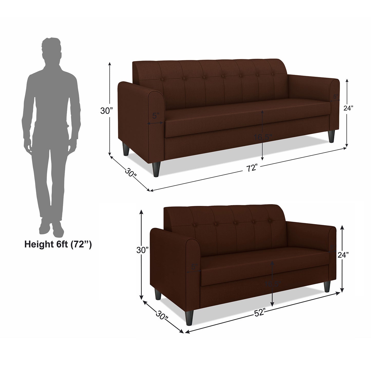 Adorn India Rio Elegant 3+2 5 Seater Sofa Set (3 Year Warranty)
