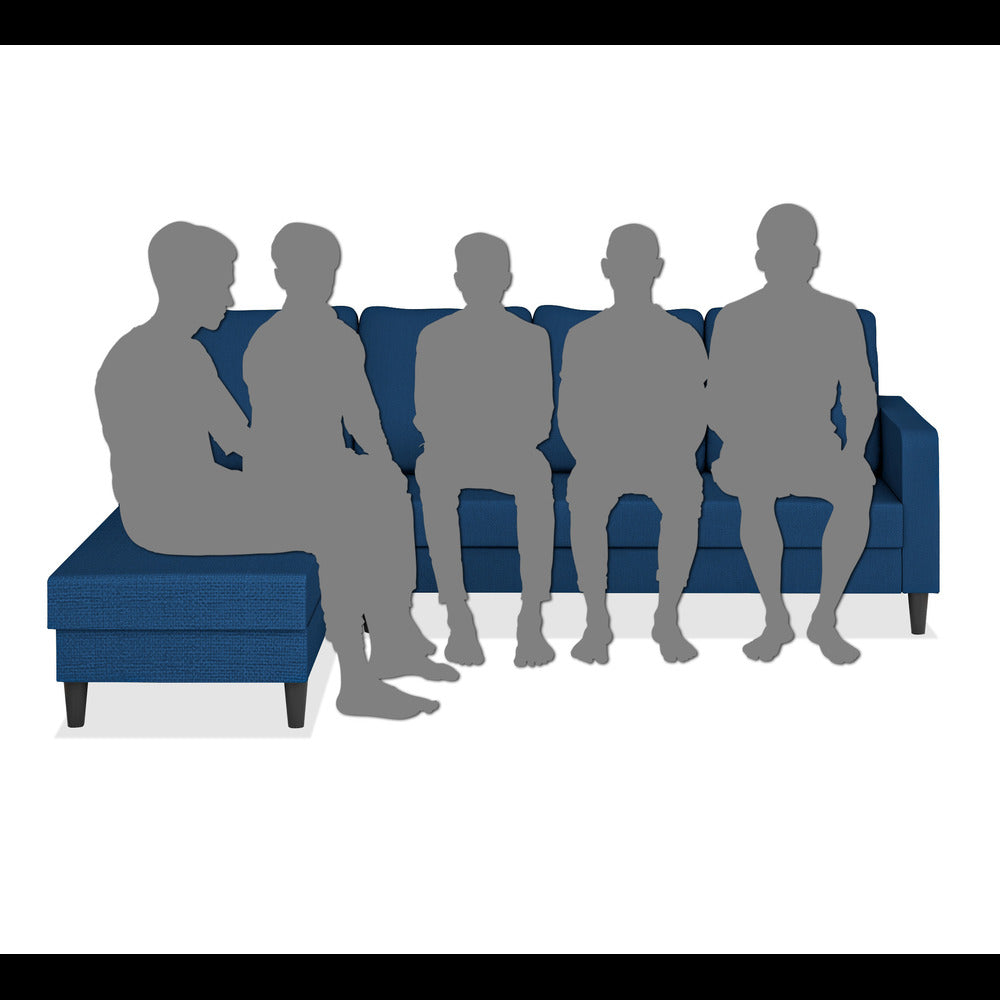 Adorn India Chandler Plain L Shape 6 Seater Sofa Set Lhs (Blue) (3 Year Warranty)