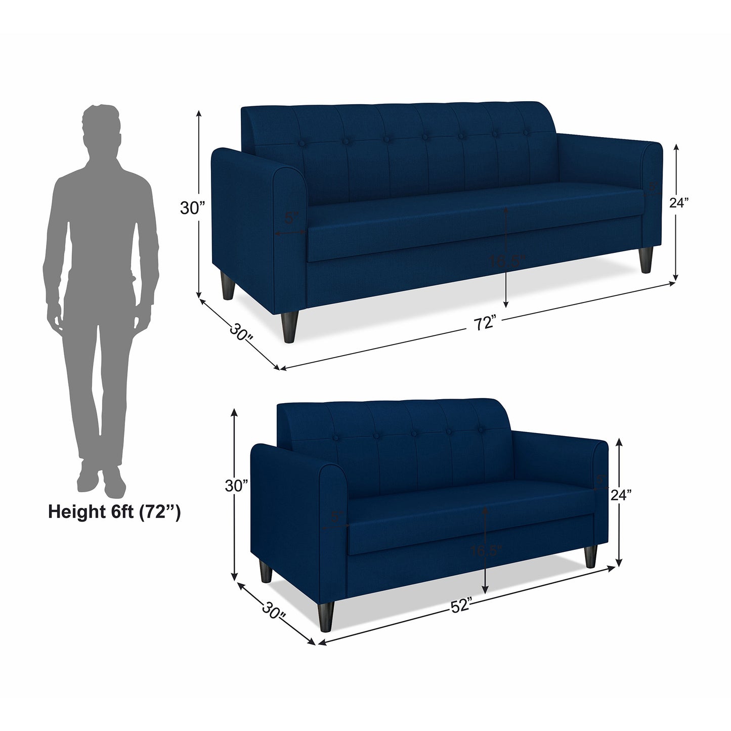 Adorn India Rio Elegant 3+2 5 Seater Sofa Set (3 Year Warranty)