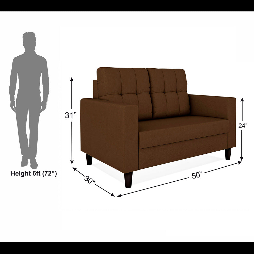 Adorn India Darcy 2 Seater Sofa (Brown) (3 Year Warranty)