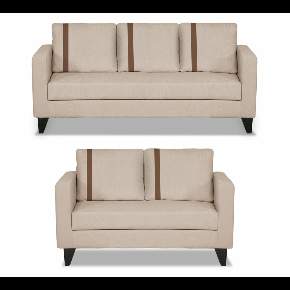 Adorn India Chandler Plus 3+2 5 Seater Sofa Set (Beige) (3 Year Warranty)