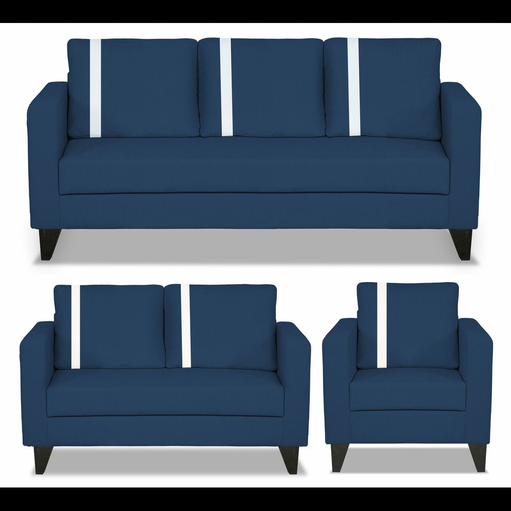 Adorn India Chandler Plus 3+2+1 6 Seater Sofa Set (Blue) (3 Year Warranty)