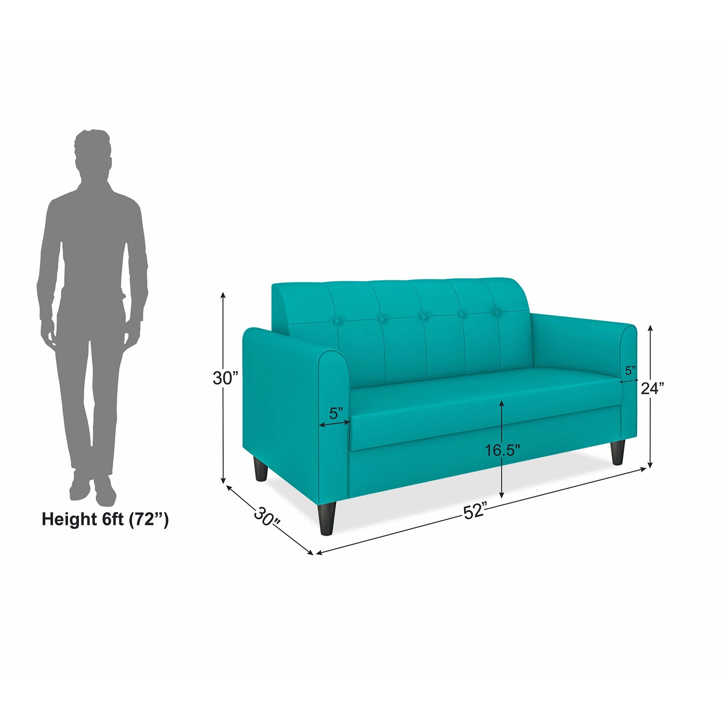 Adorn India Rio Elegant 2 Seater Sofa (3 Year Warranty)