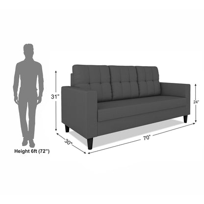 Adorn India Darcy 3 Seater Sofa (Beige) (3 Year Warranty)