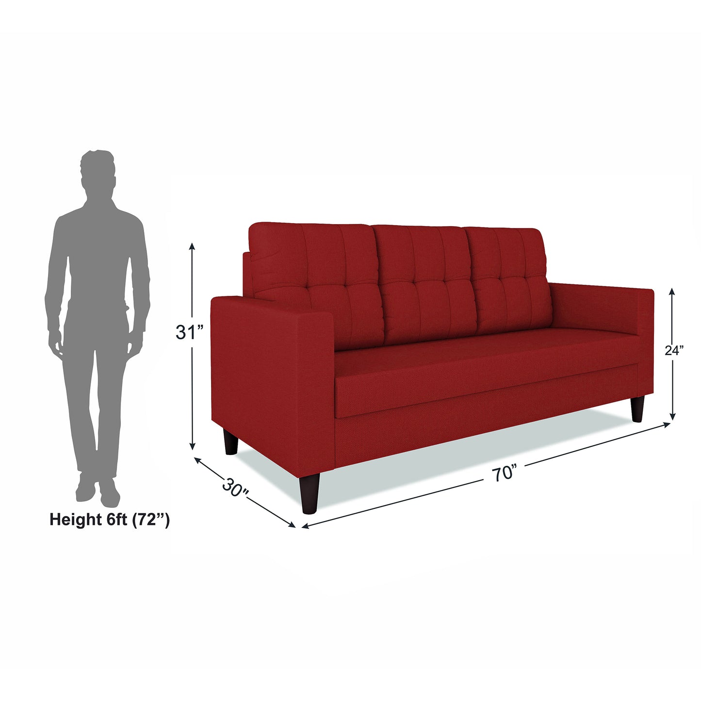 Adorn India Darcy 3 Seater Sofa (Beige) (3 Year Warranty)