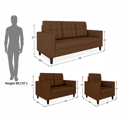 Adorn India Darcy 3+2+1 6 Seater Sofa Set  (3 Year Warranty)