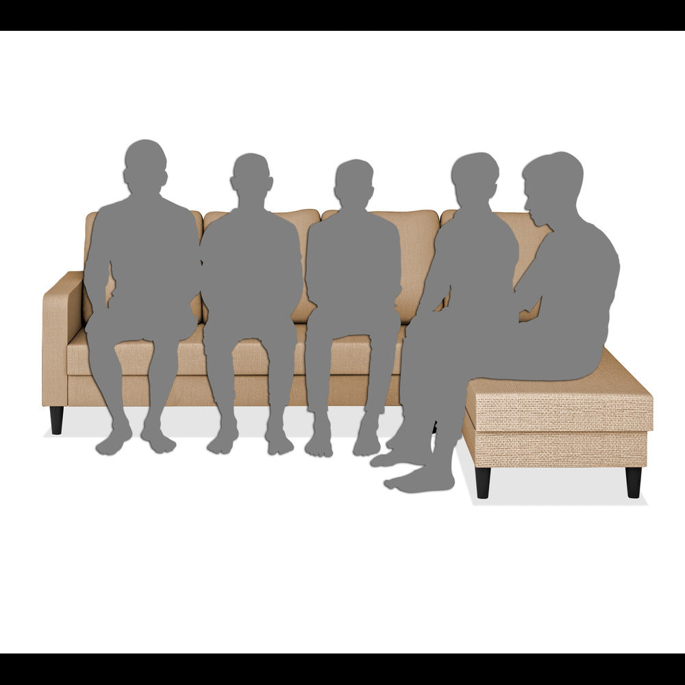 Adorn India Chandler Plain L Shape 6 Seater Sofa Set RHS (Beige) (3 Year Warranty)