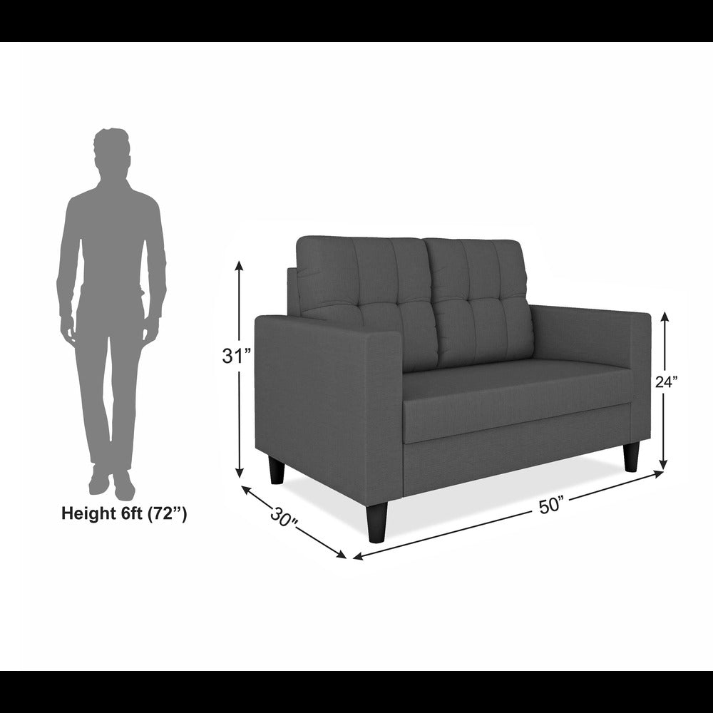 Adorn India Darcy 2 Seater Sofa (Grey) (3 Year Warranty)
