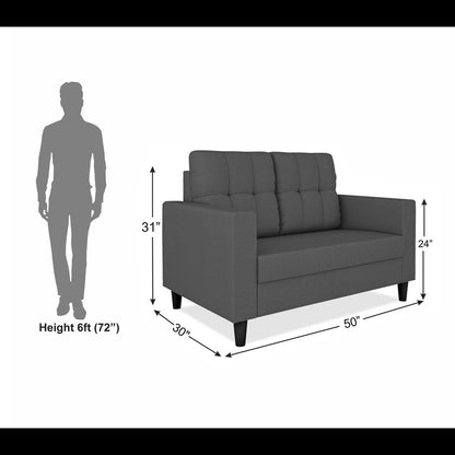 Adorn India Darcy 2 Seater Sofa (Grey) (3 Year Warranty)
