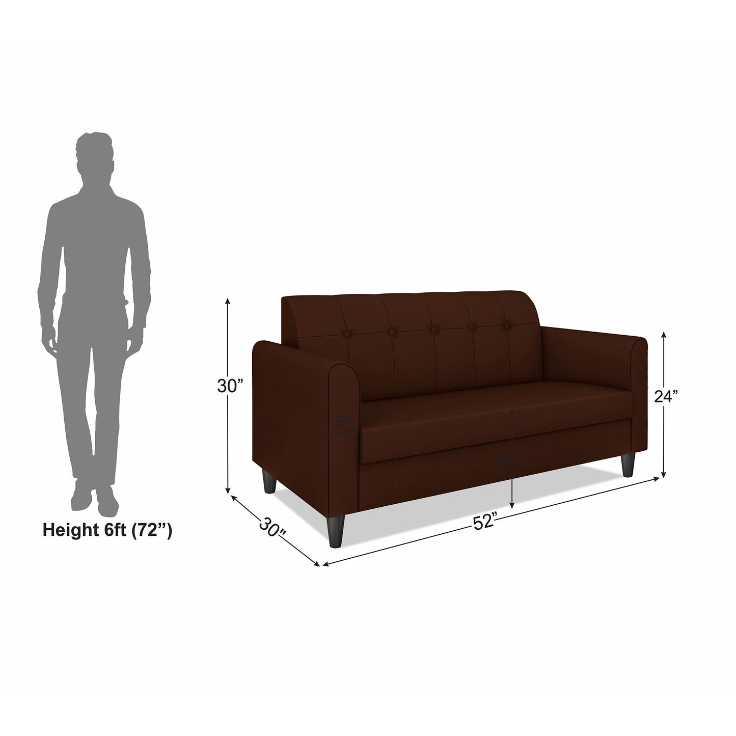 Adorn India Rio Elegant 2 Seater Sofa (3 Year Warranty)