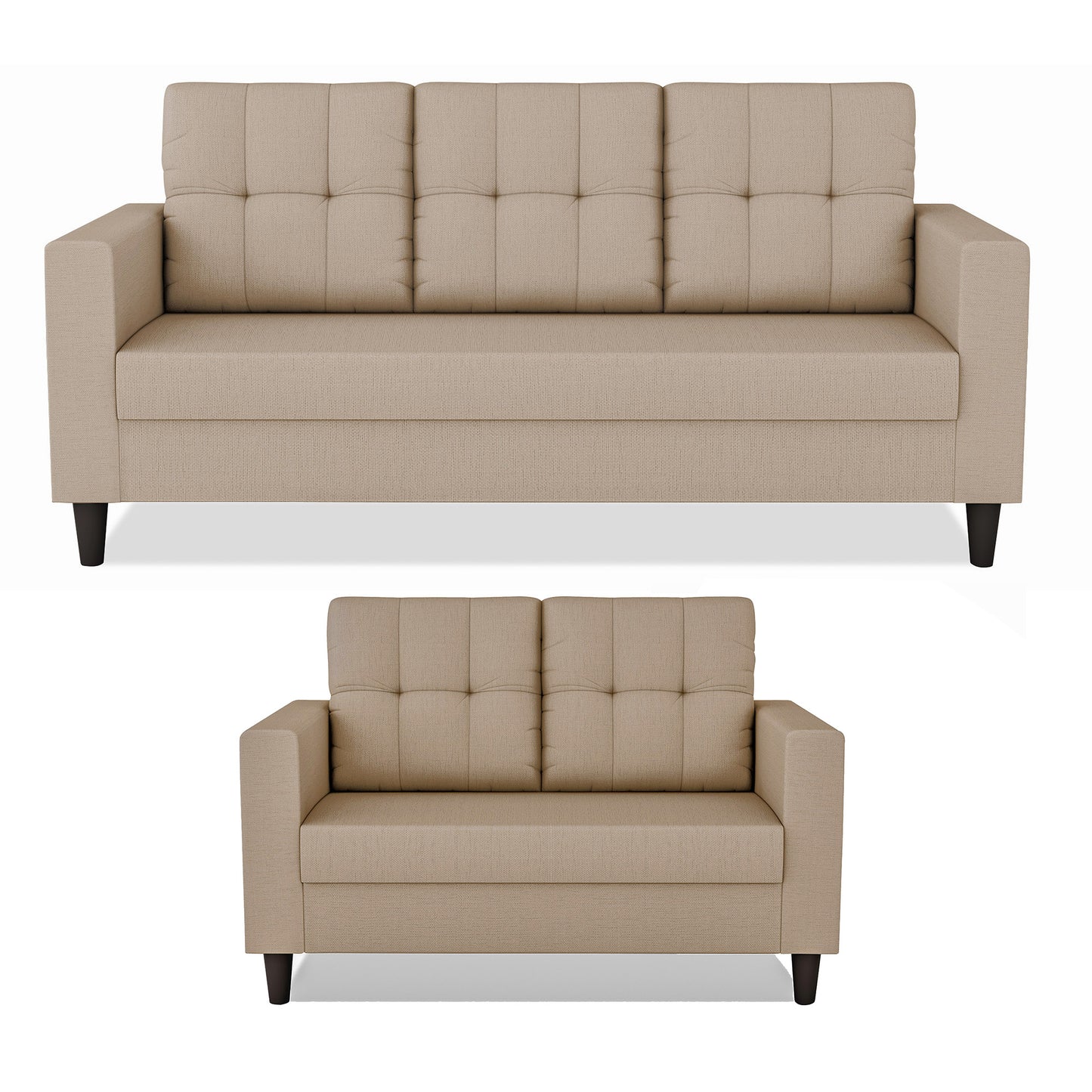 Adorn India Darcy 3+2 5 Seater Sofa Set (Beige) (3 Year Warranty)