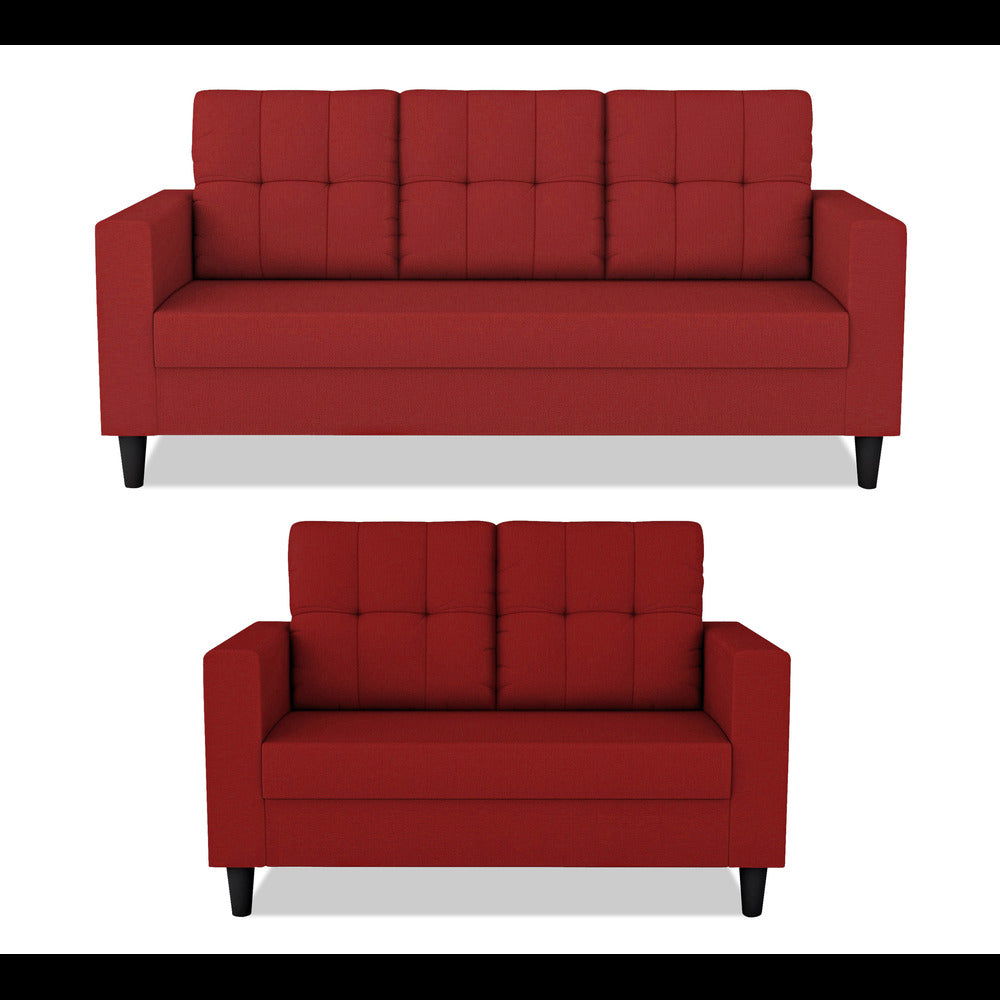 Adorn India Darcy 3+2 5 Seater Sofa Set (Red) (3 Year Warranty)