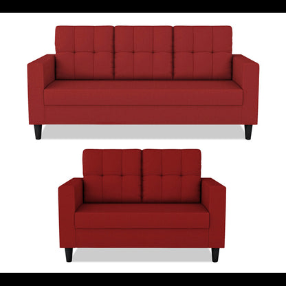 Adorn India Darcy 3+2 5 Seater Sofa Set (Red) (3 Year Warranty)