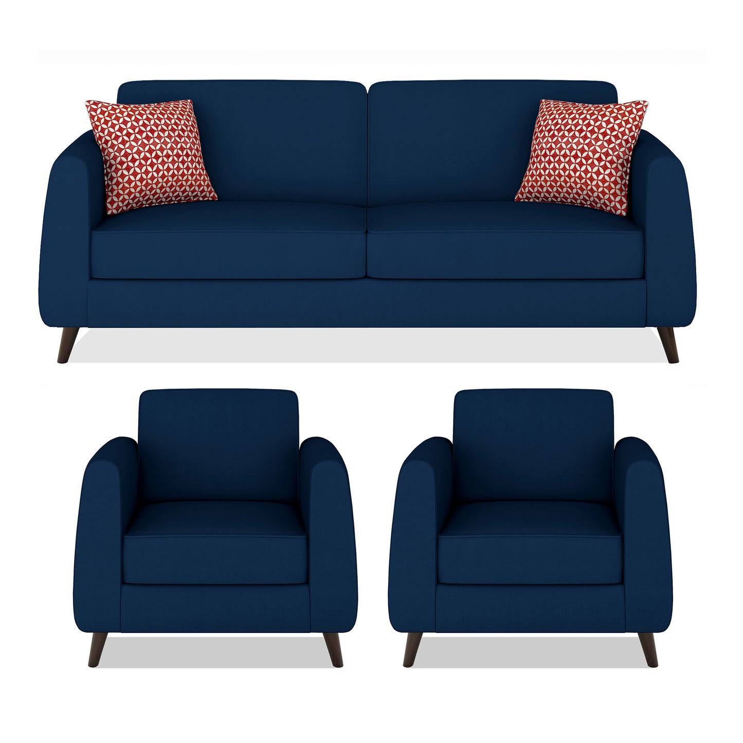 Adorn India Harlem 5 Seater 3-1-1 Sofa Set (Blue)(3 Year Warranty)