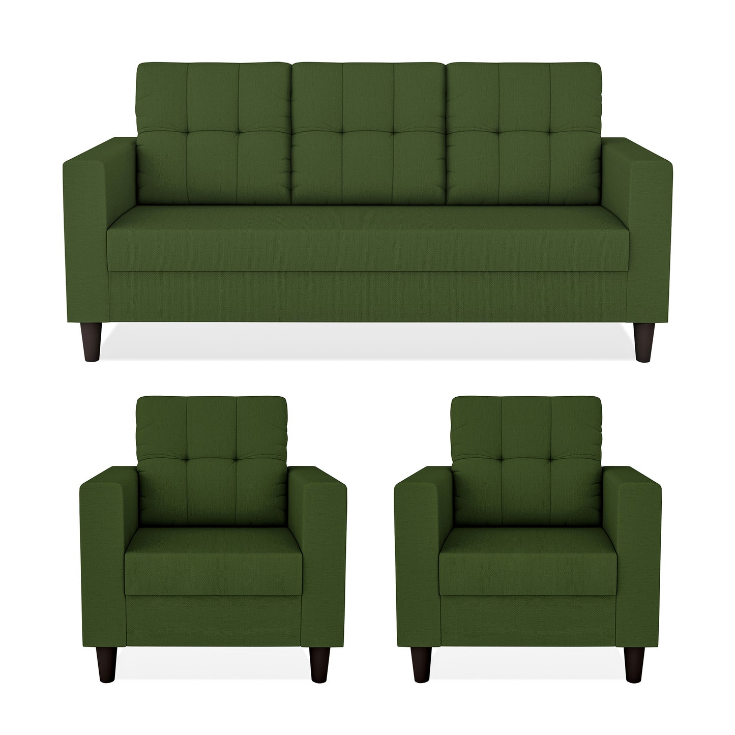Adorn India Darcy 3+1+1 5 Seater Sofa Set (Beige) (3 Year Warranty)