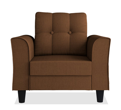 Adorn India Maddox Tufted 1 Seater Sofa (Brown) (3 Year Warranty)