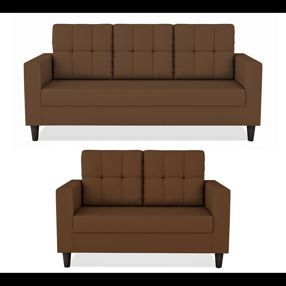 Adorn India Darcy 3+2 5 Seater Sofa Set (Brown) (3 Year Warranty)