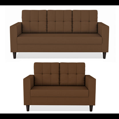 Adorn India Darcy 3+2 5 Seater Sofa Set (Brown) (3 Year Warranty)