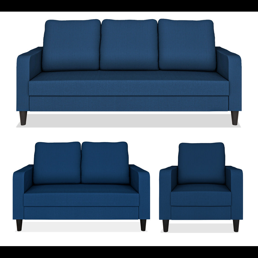 Adorn India Chandler Decent 3+2+1 6 Seater Sofa Set (Blue) (3 Year Warranty)