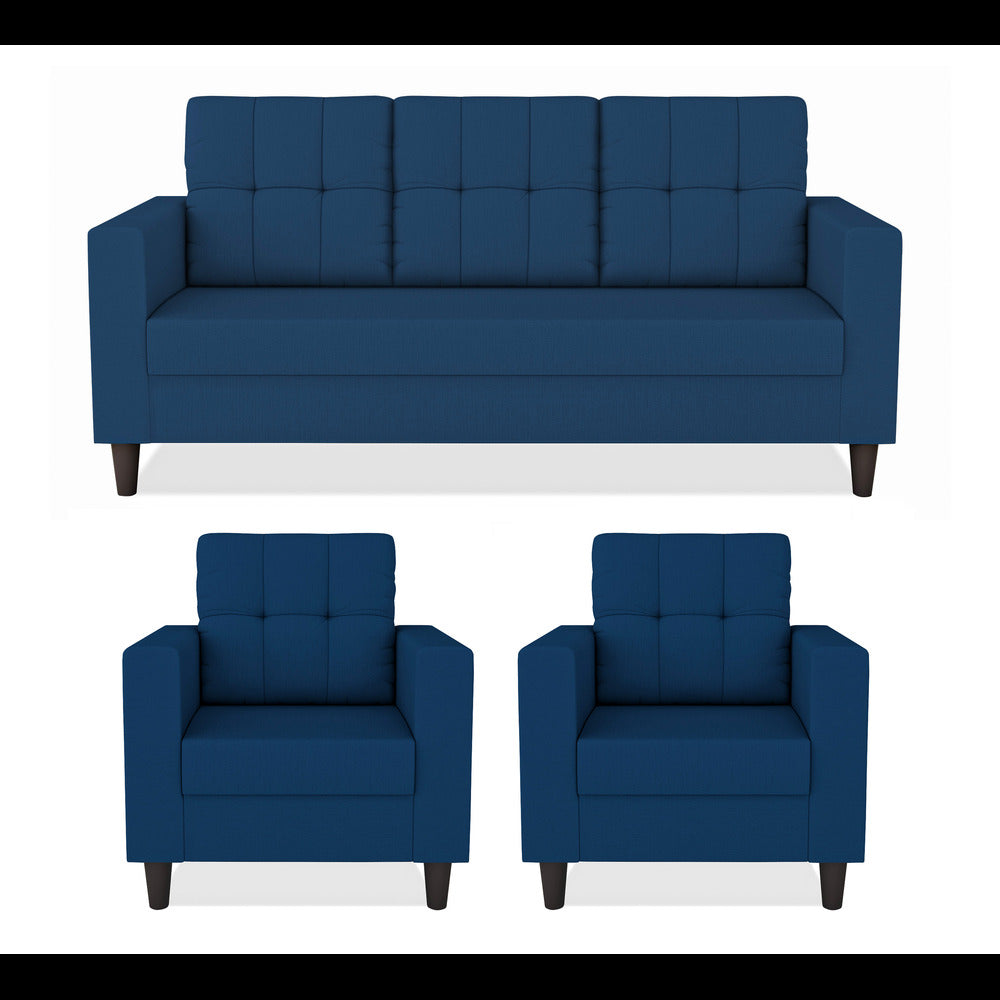 Adorn India Darcy 3+1+1 5 Seater Sofa Set (Blue) (3 Year Warranty)