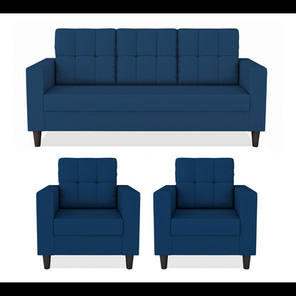 Adorn India Darcy 3+1+1 5 Seater Sofa Set (Blue) (3 Year Warranty)