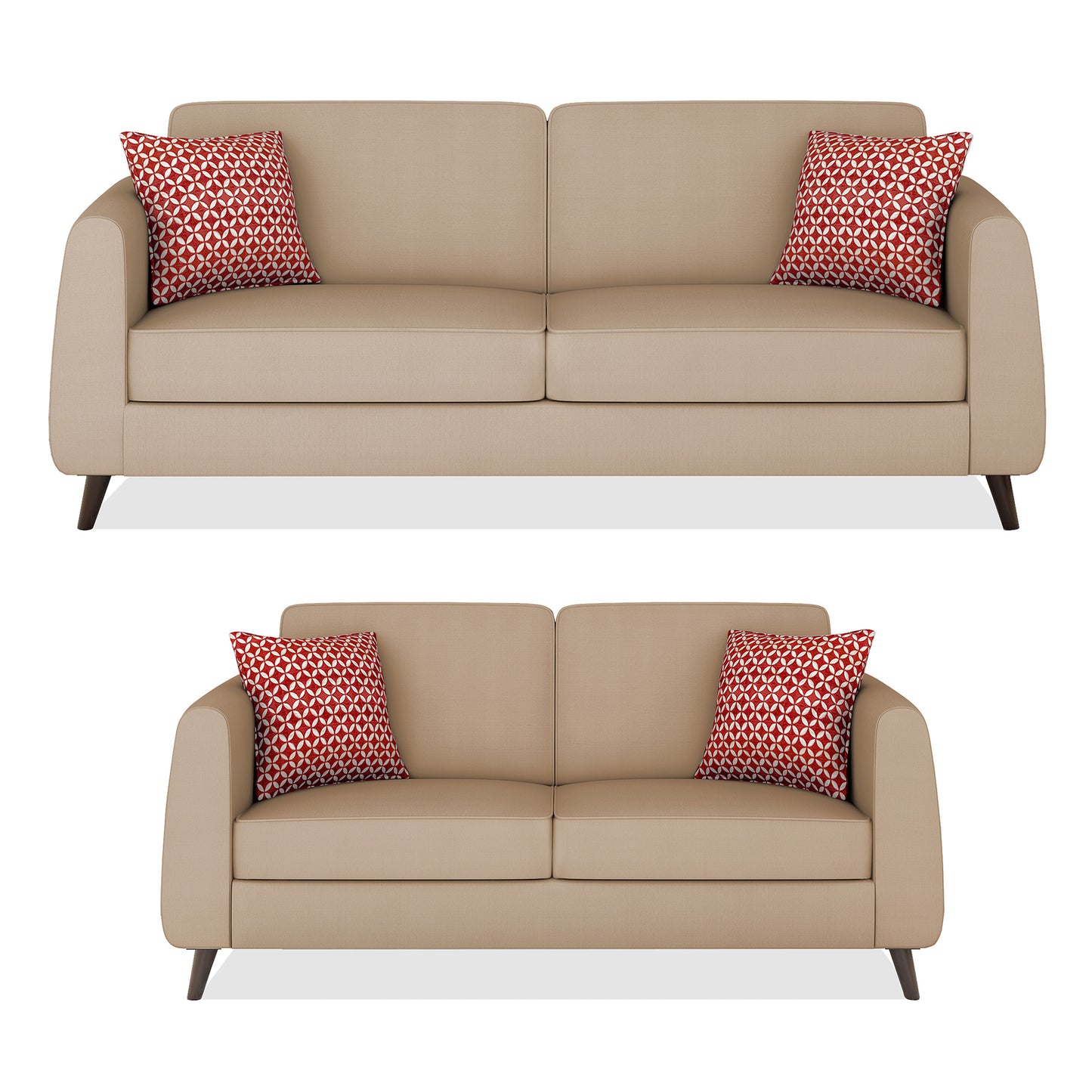Adorn India Harlem 3+2 5 Seater Sofa Set (Beige) (3 Year Warranty)