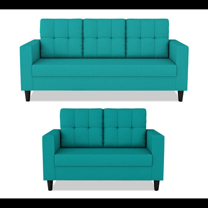 Adorn India Darcy 3+2 5 Seater Sofa Set (Aqua Blue) (3 Year Warranty)