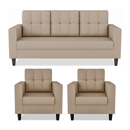 Adorn India Darcy 3+1+1 5 Seater Sofa Set (Beige) (3 Year Warranty)