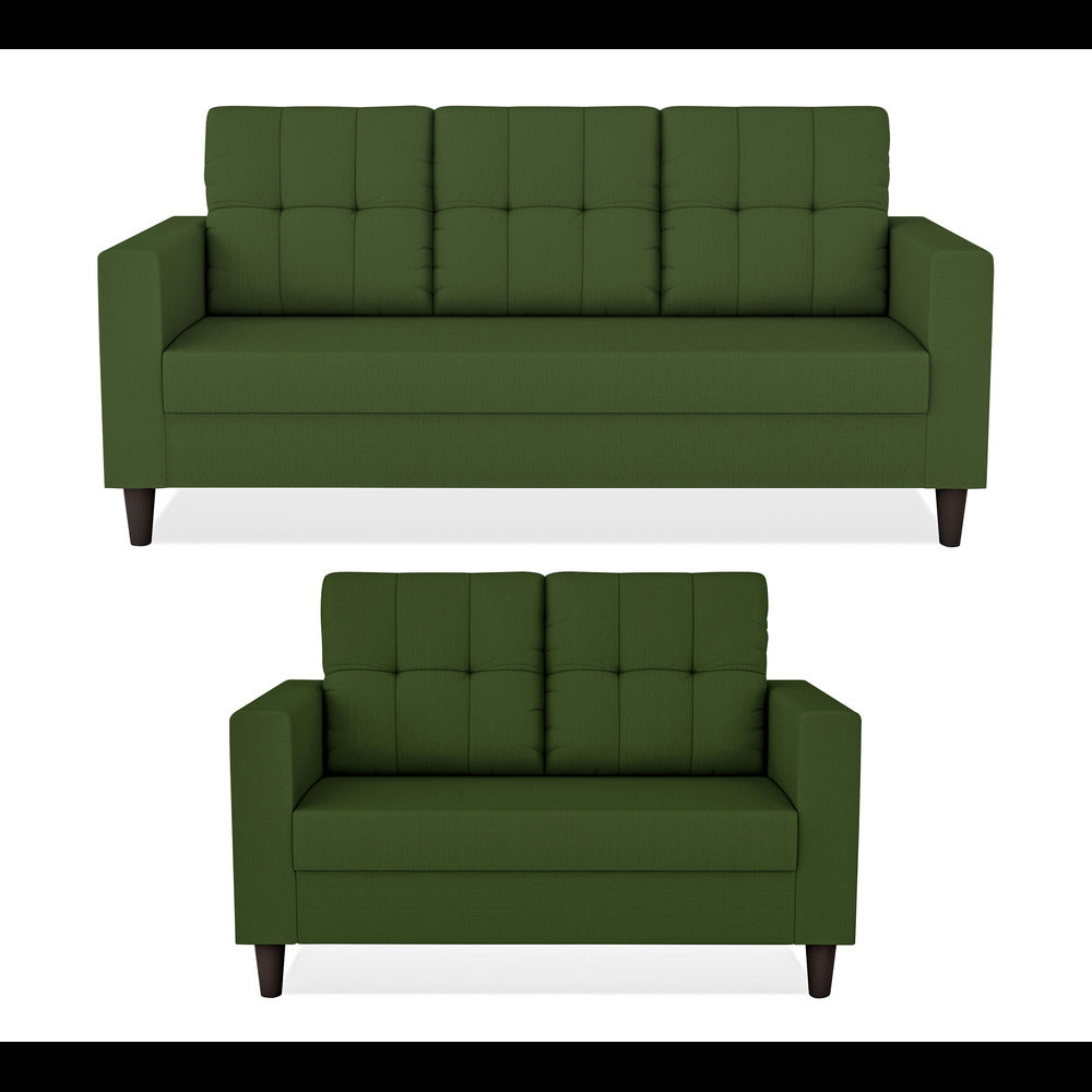 Adorn India Darcy 3+2 5 Seater Sofa Set (Green) (3 Year Warranty)