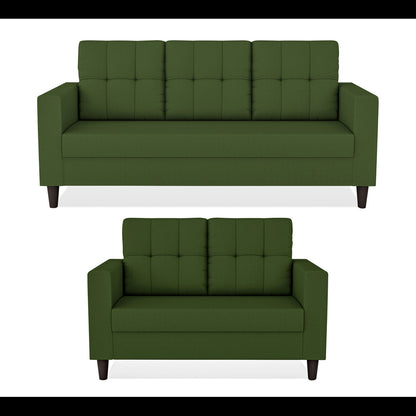Adorn India Darcy 3+2 5 Seater Sofa Set (Green) (3 Year Warranty)