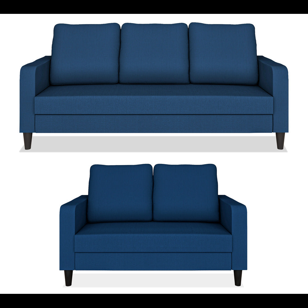 Adorn India Chandler Decent 3+2 5 Seater Sofa Set (Blue) (3 Year Warranty)