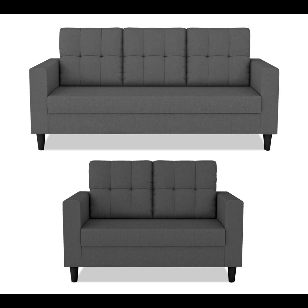 Adorn India Darcy 3+2 5 Seater Sofa Set (Grey) (3 Year Warranty)